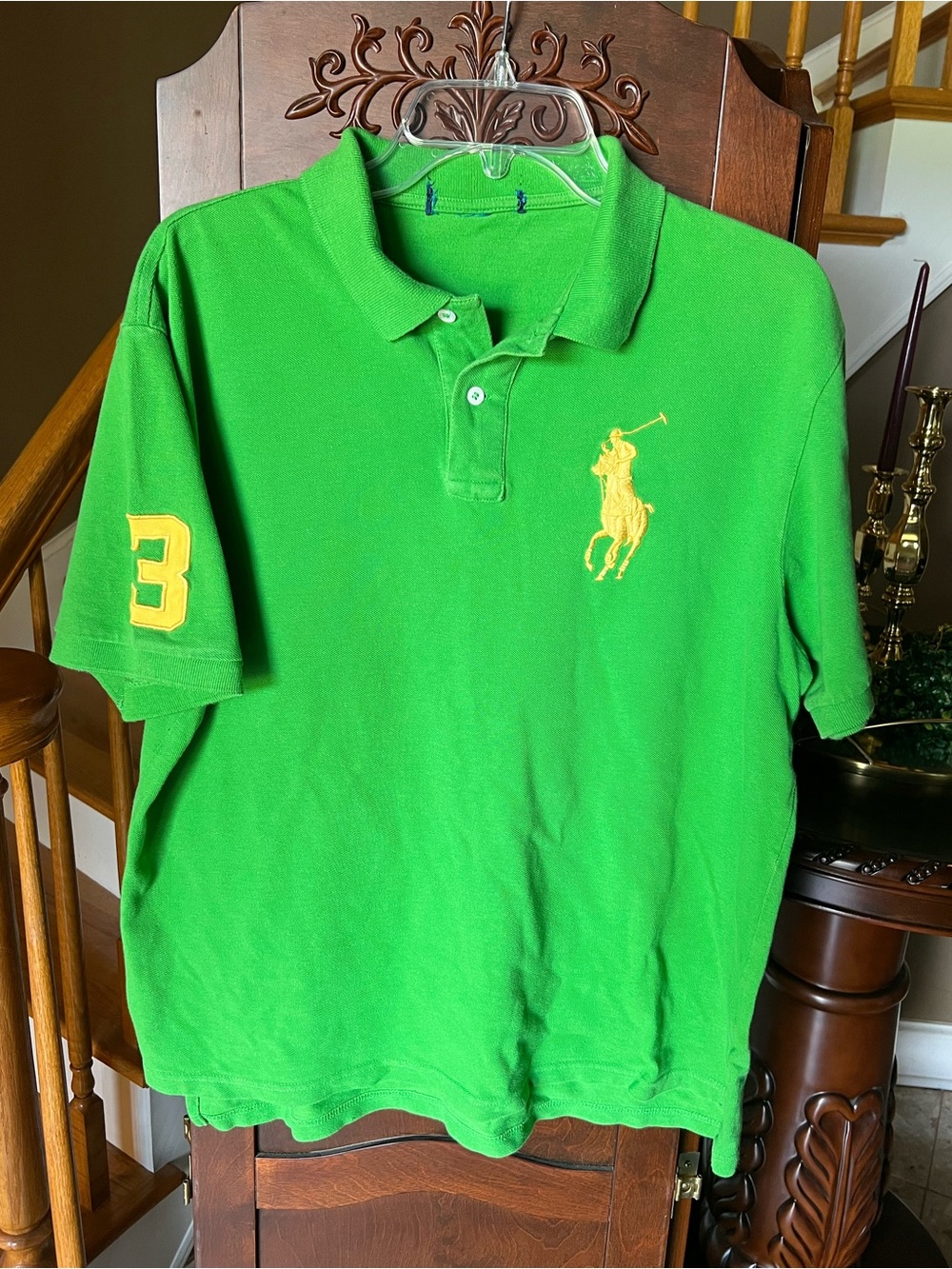 Polo Ralph Lauren Vintage Big Pony Green Polo Shirt Preppy Retro Golf Size XL